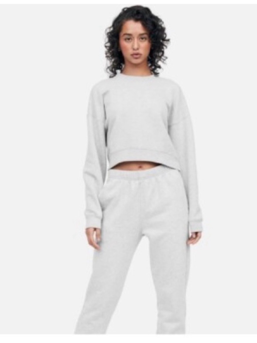 Mate the label cropped organic cotton sweatshirt gray medium
